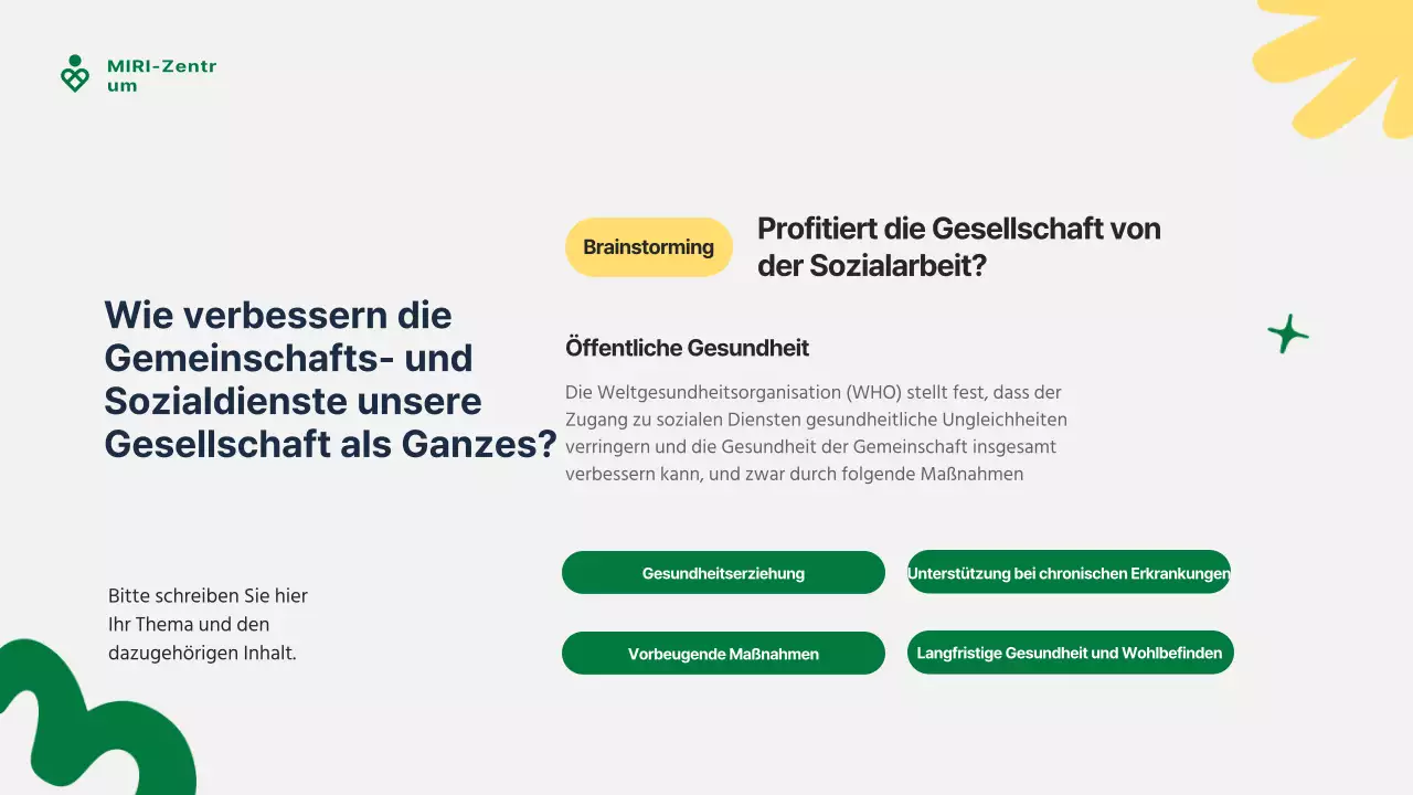 Grüner und gelber Leitfaden für modernen Gemeindedienst