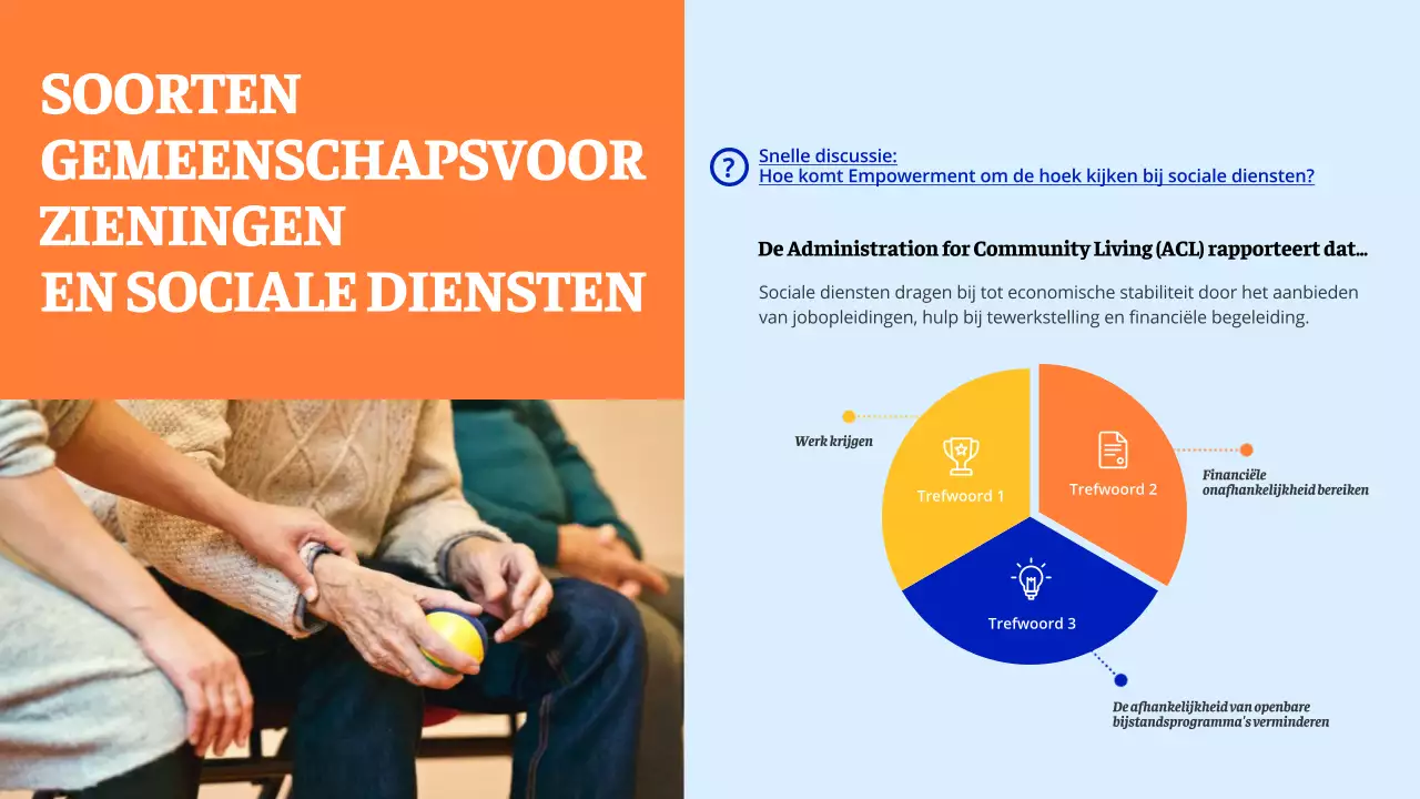 Blauw en oranje modern studiemateriaal Lokale mogelijkheden voor vrijwilligerswerk