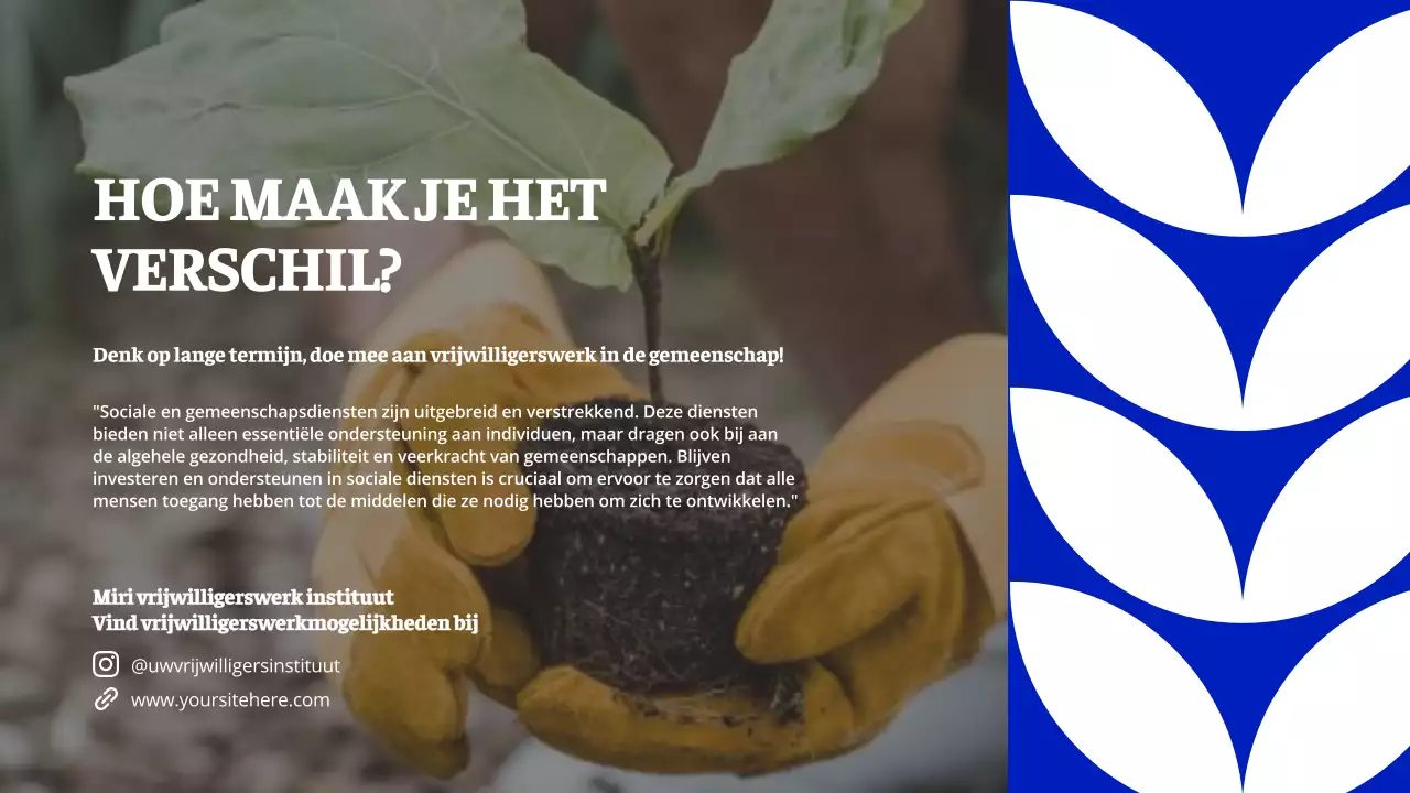 Blauw en oranje modern studiemateriaal Lokale mogelijkheden voor vrijwilligerswerk