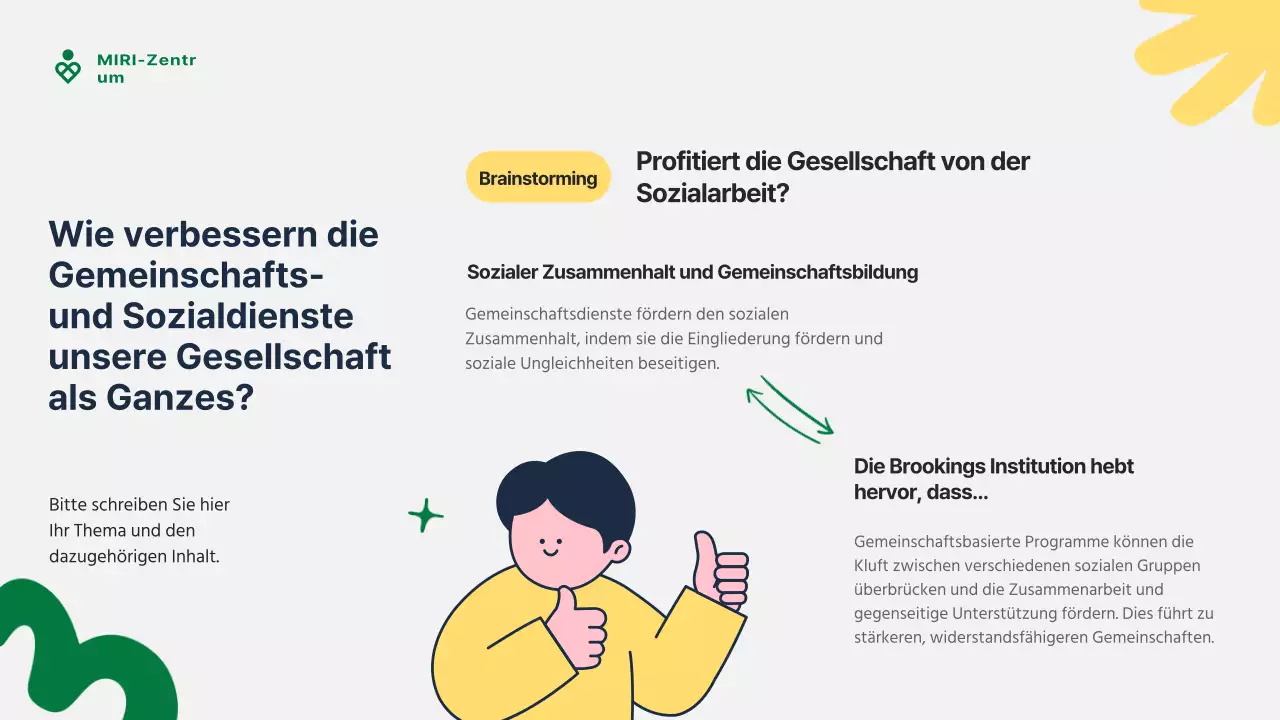 Grüner und gelber Leitfaden für modernen Gemeindedienst