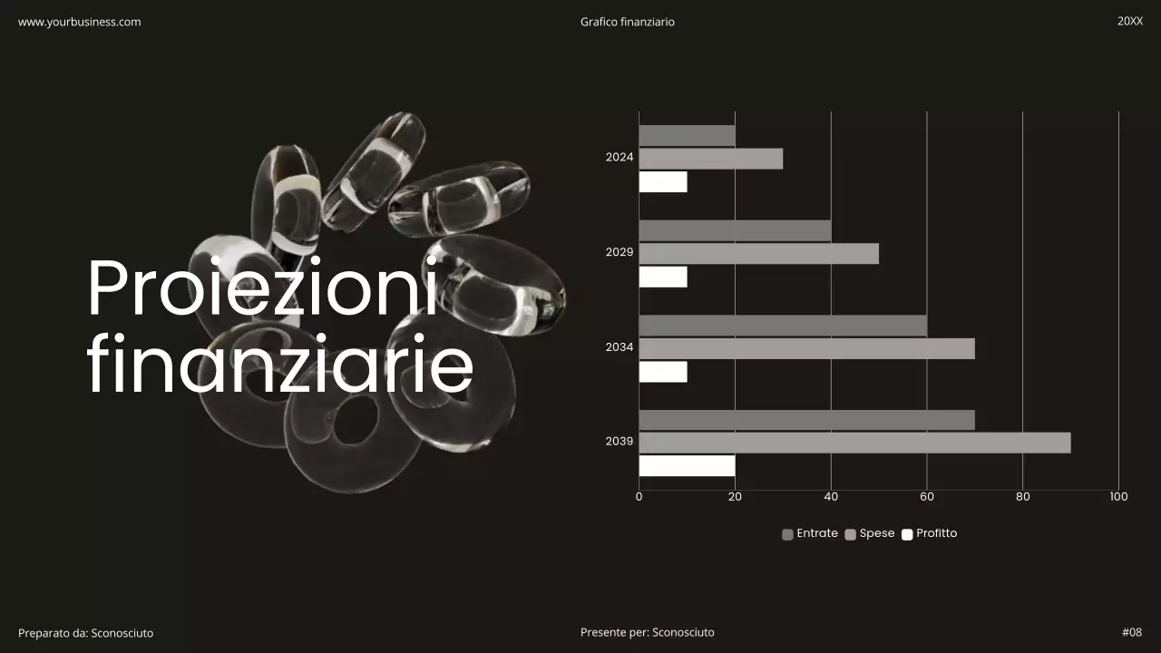 Bianco e nero Minimal semplice moderno olografico Startup prodotto flessibile Pitch Deck
