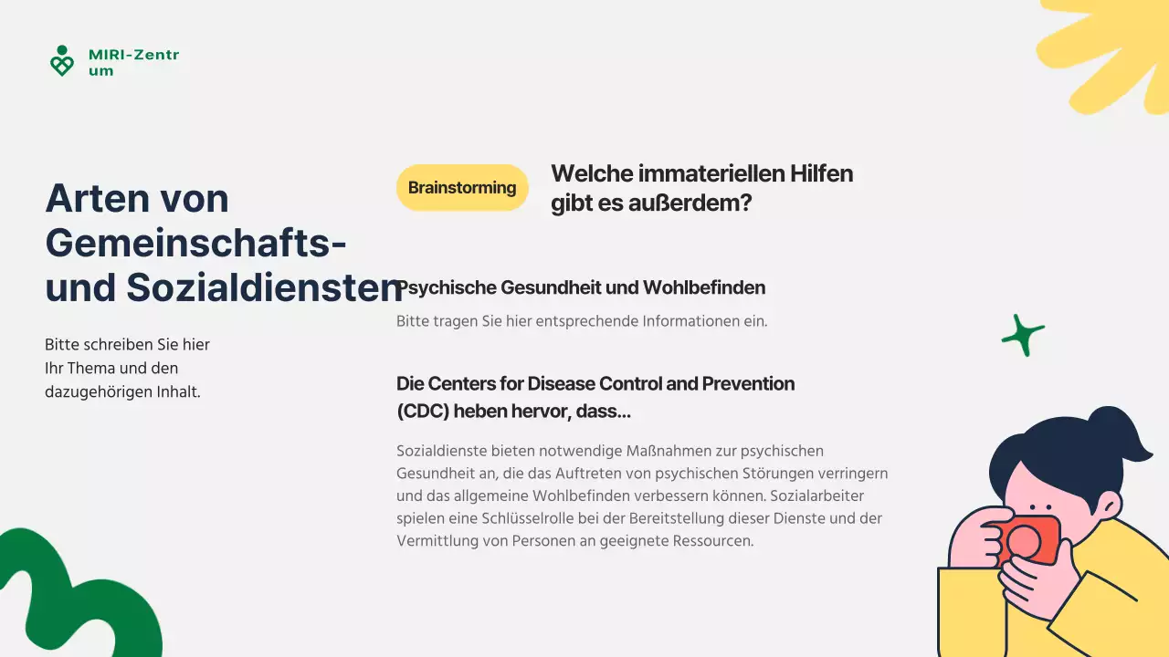 Grüner und gelber Leitfaden für modernen Gemeindedienst