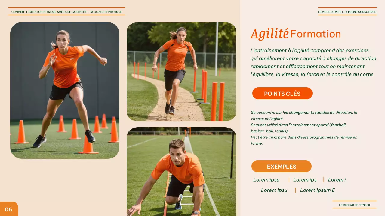 Orange et vert Fitness moderne - Avantages des différents exercices Matériel de conférence