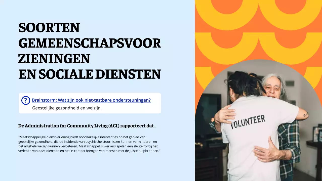 Blauw en oranje modern studiemateriaal Lokale mogelijkheden voor vrijwilligerswerk