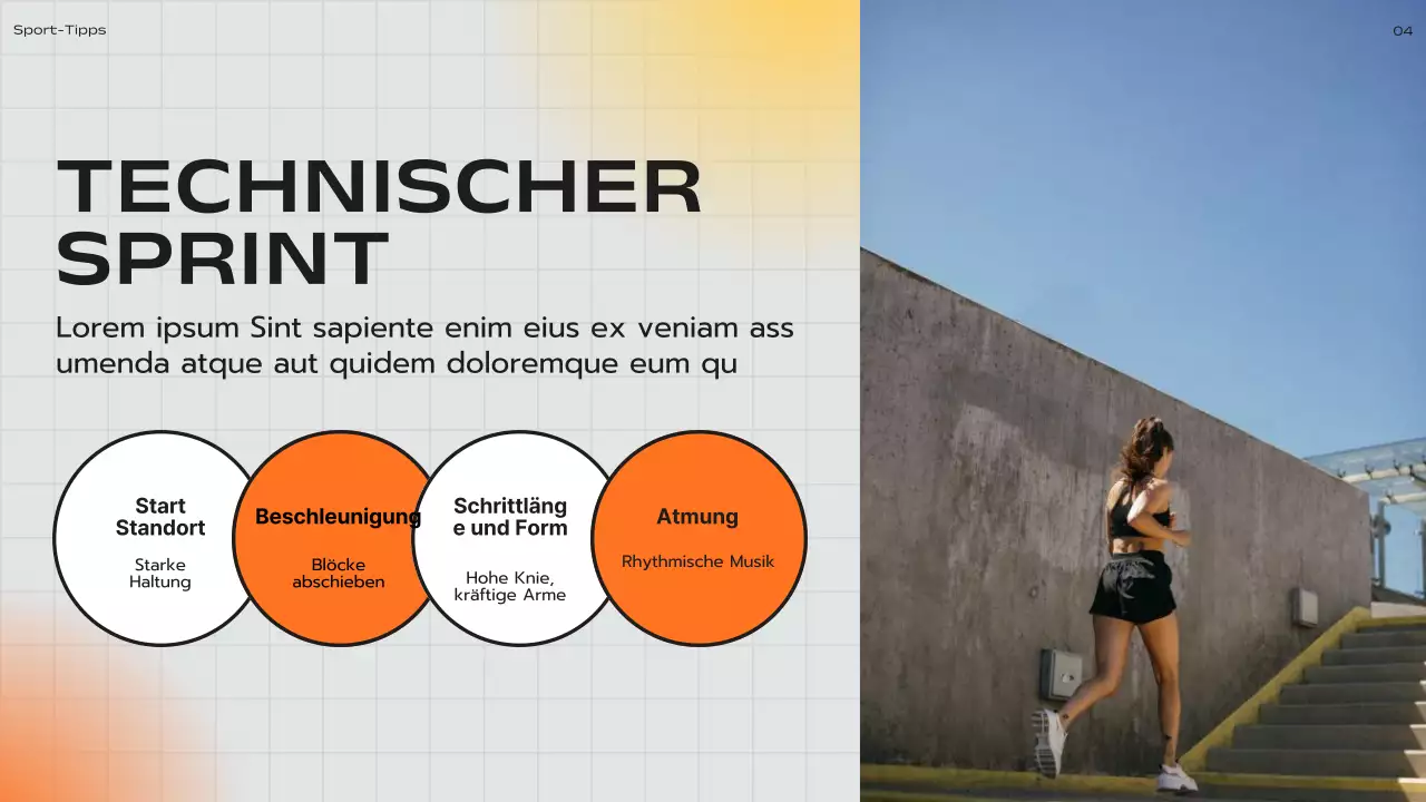 Orange-gelbe moderne Coach-Anzeige Lauftipps