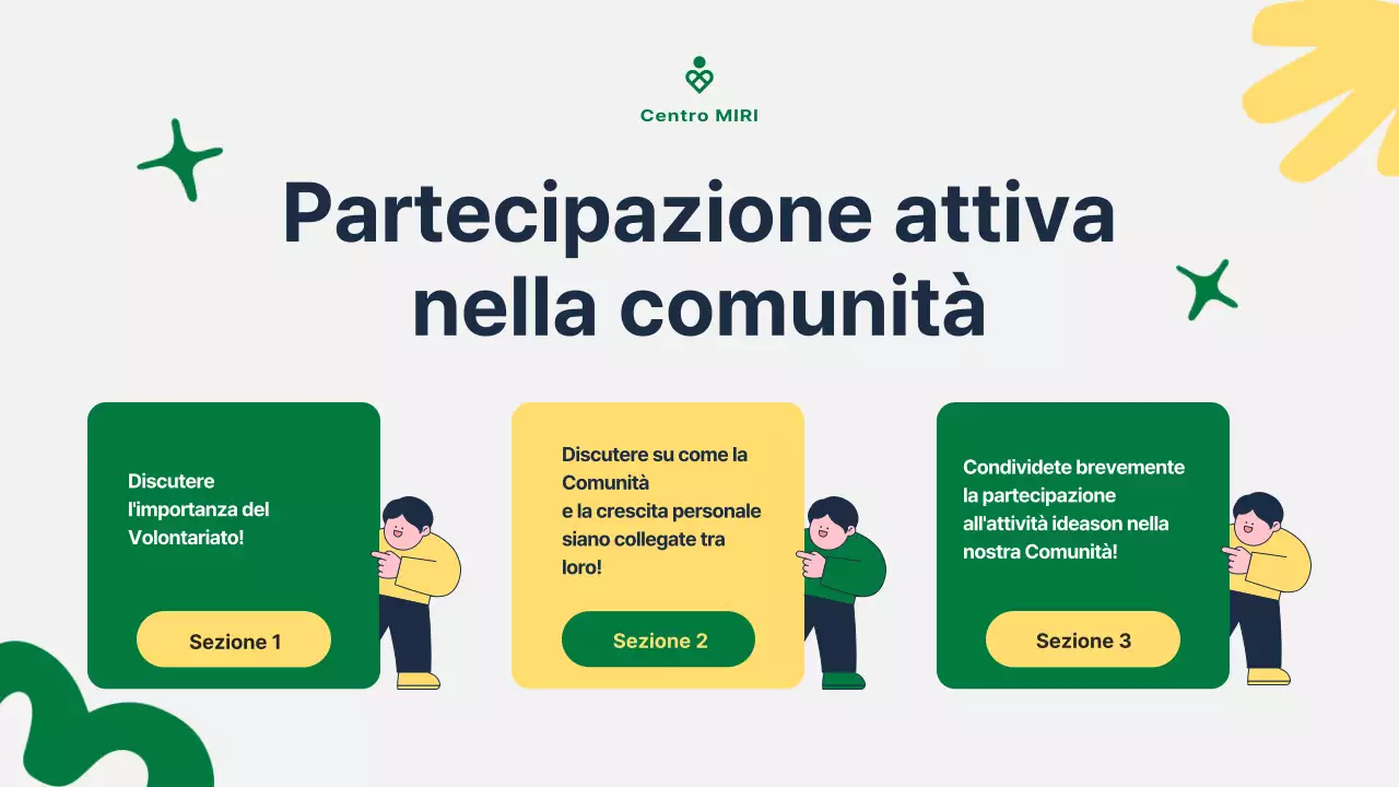Guida al servizio comunitario moderno verde e giallo