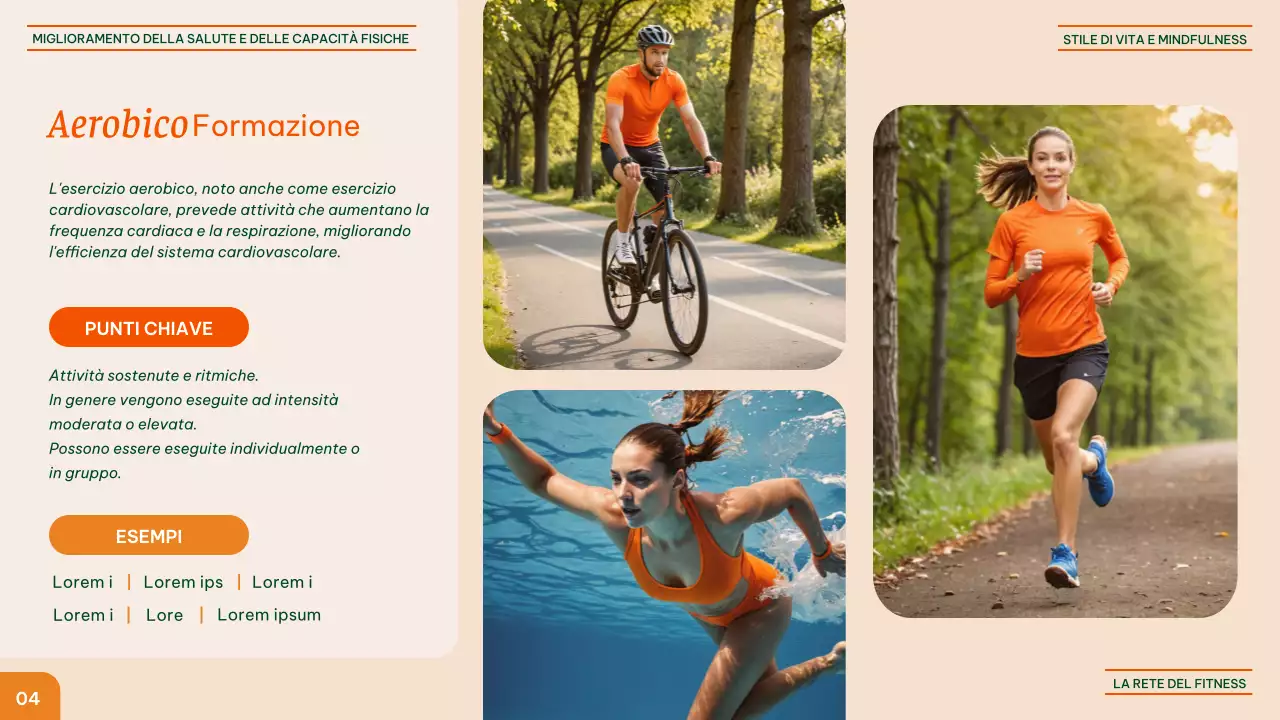 Fitness moderno arancione e verde - Benefici dei diversi esercizi Materiale didattico