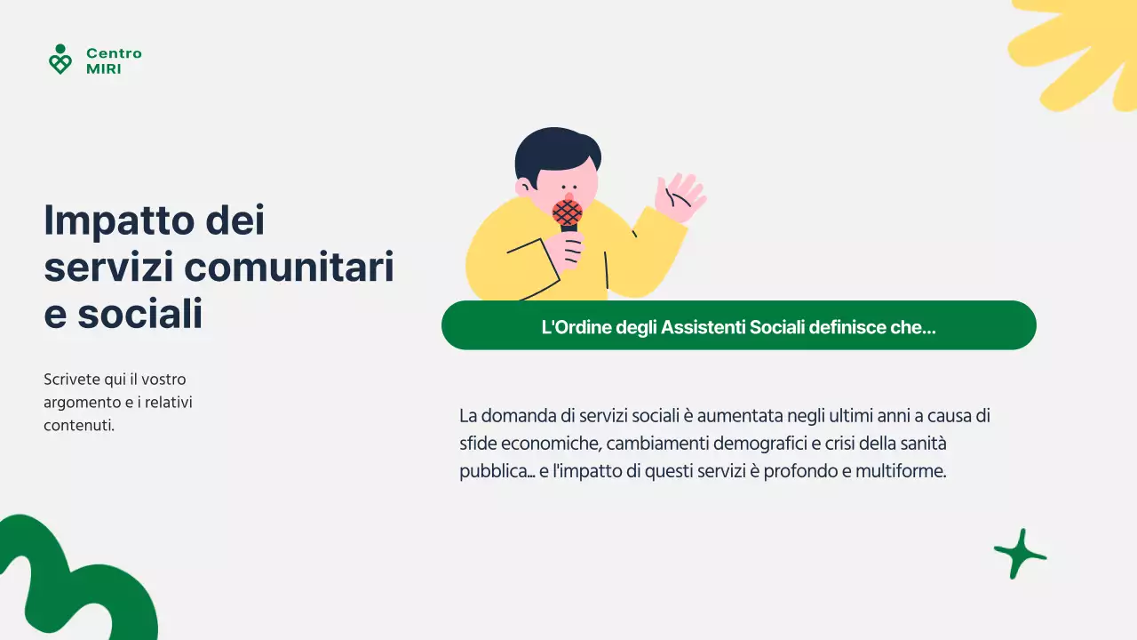Guida al servizio comunitario moderno verde e giallo