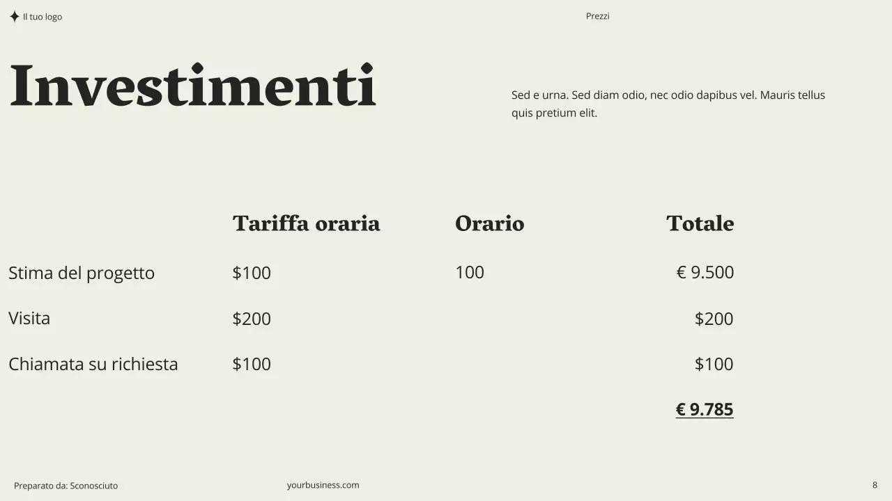 Beige Khaki Verde Minimal Estetico Moderno Pulito Coaching Seminario Consulenza Proposta