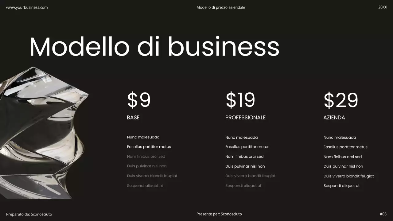 Bianco e nero Minimal semplice moderno olografico Startup prodotto flessibile Pitch Deck
