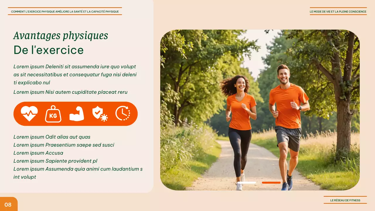 Orange et vert Fitness moderne - Avantages des différents exercices Matériel de conférence