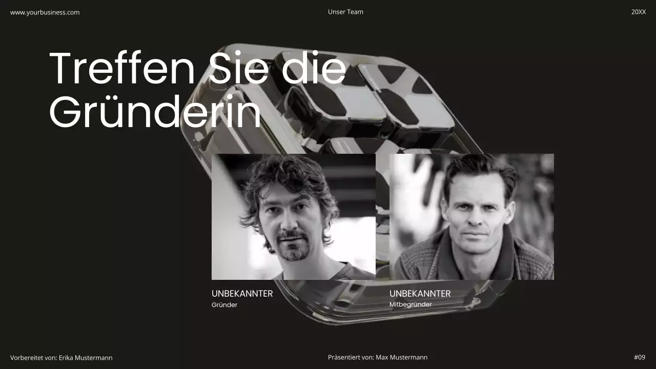 Schwarz und Weiß Minimal Einfach Modern Holographisch Startup Produkt Flexibel Pitch Deck