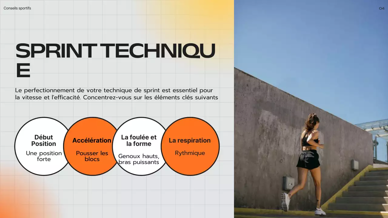 Publicité de l'entraîneur moderne orange et jaune Conseils pour la course à pied