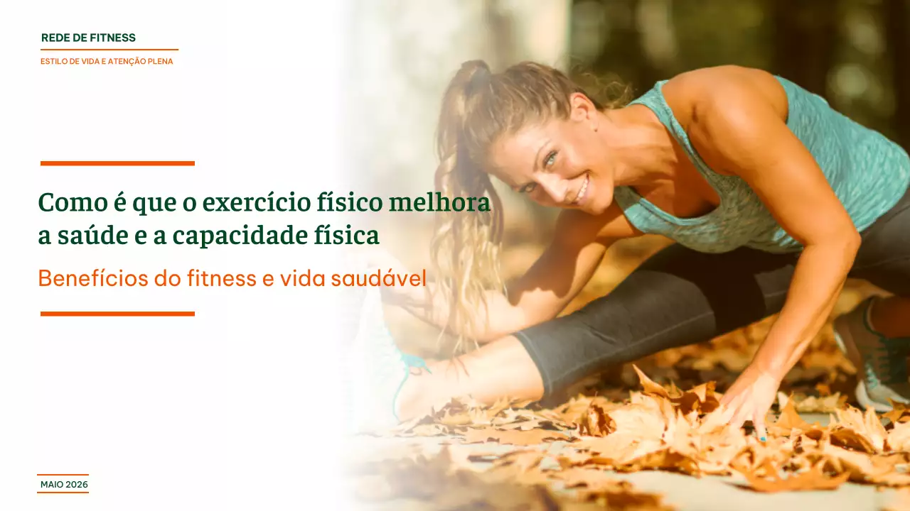 Fitness moderno laranja e verde - Benefícios de diferentes exercícios Material de aula