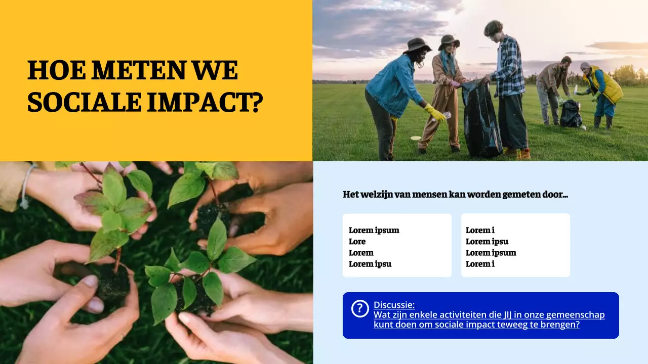 Blauw en oranje modern studiemateriaal Lokale mogelijkheden voor vrijwilligerswerk