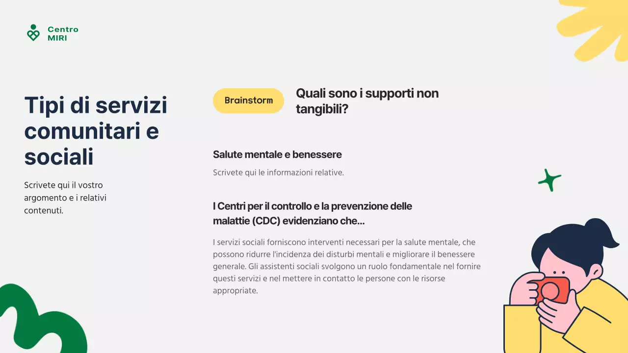 Guida al servizio comunitario moderno verde e giallo