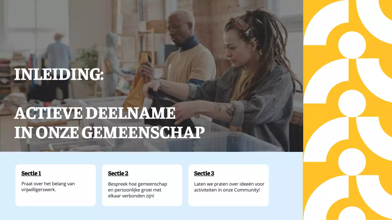 Blauw en oranje modern studiemateriaal Lokale mogelijkheden voor vrijwilligerswerk