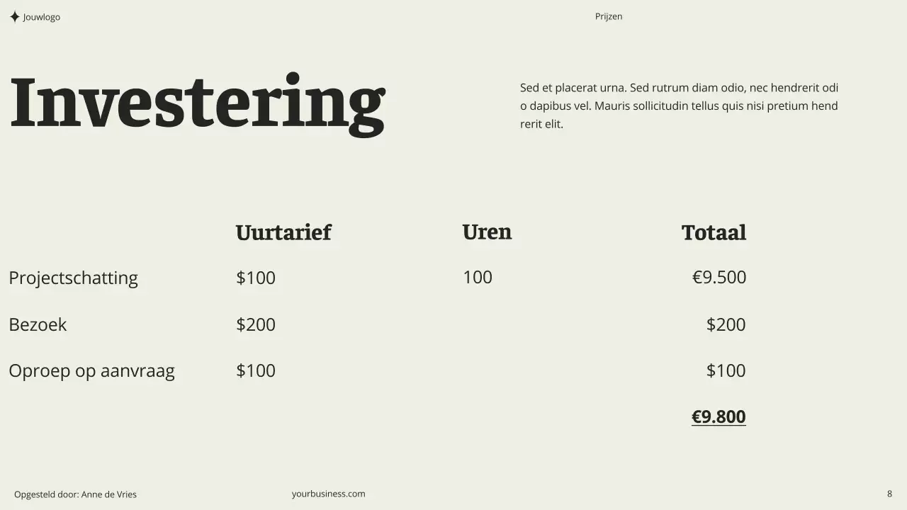 Beige Khaki Groen Minimal Esthetisch Modern Schoon Coaching Seminar Consulting Voorstel