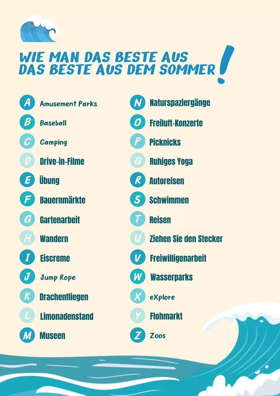 Gelb Blau Einfacher Leitfaden für die Sommersaison