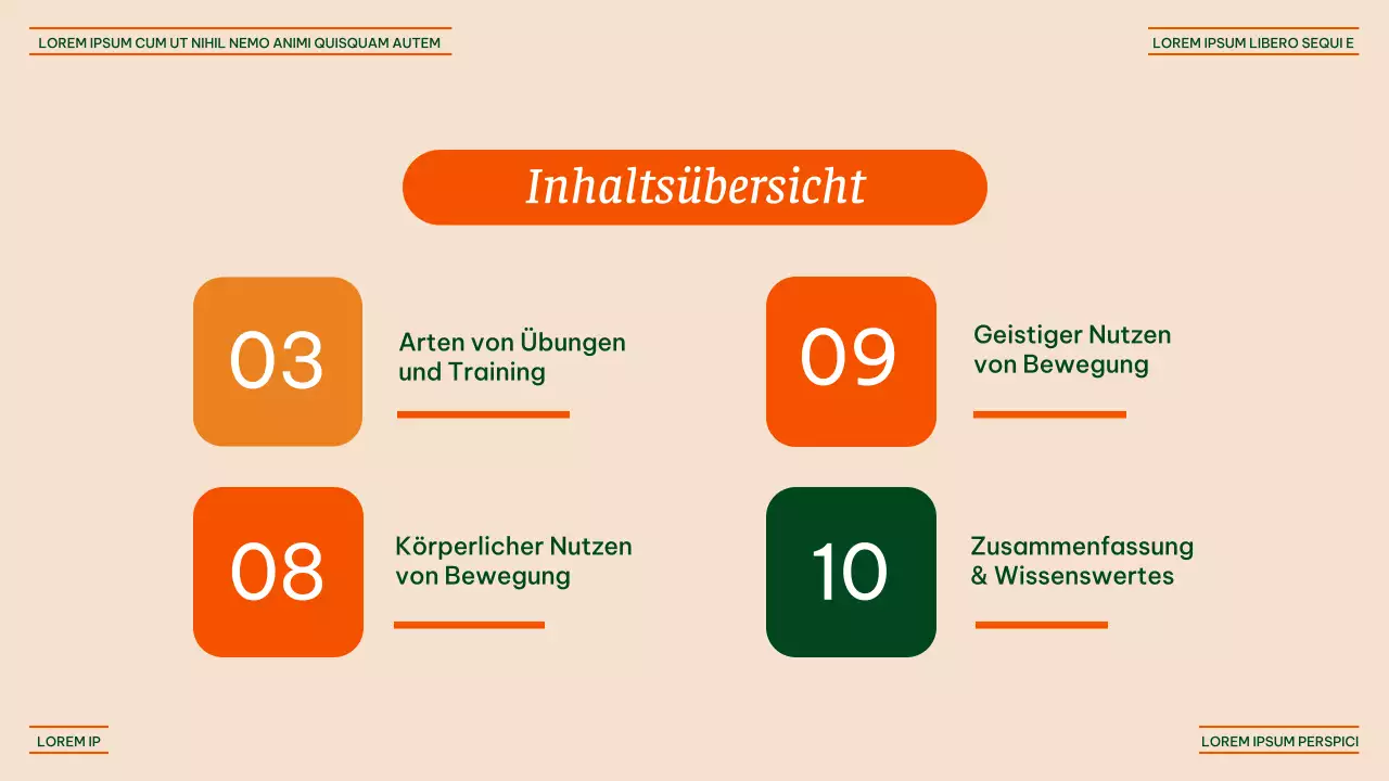 Orange And Green Modern Fitness - Vorteile der verschiedenen Übungen Vortragsmaterial