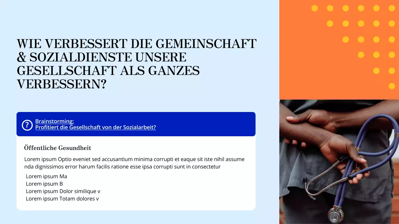 Blaue und orangefarbene moderne Studienmaterialien Lokale Freiwilligeneinsätze