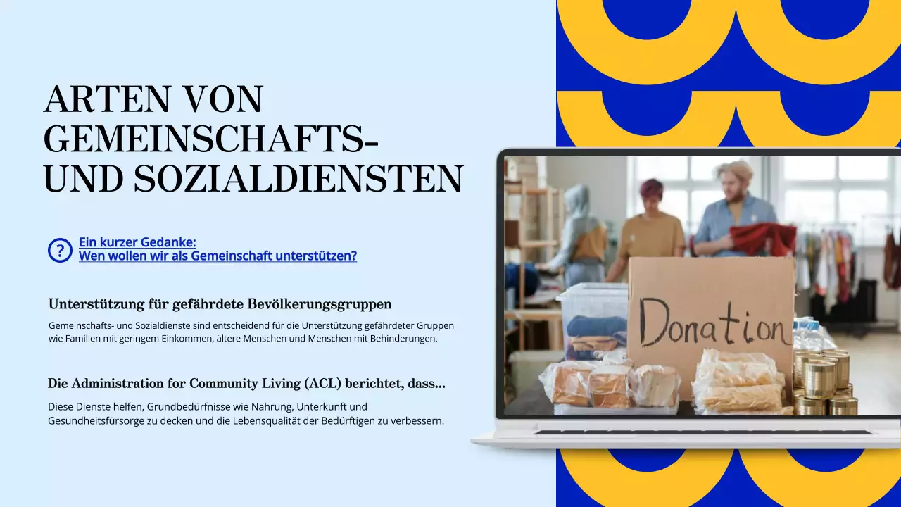 Blaue und orangefarbene moderne Studienmaterialien Lokale Freiwilligeneinsätze