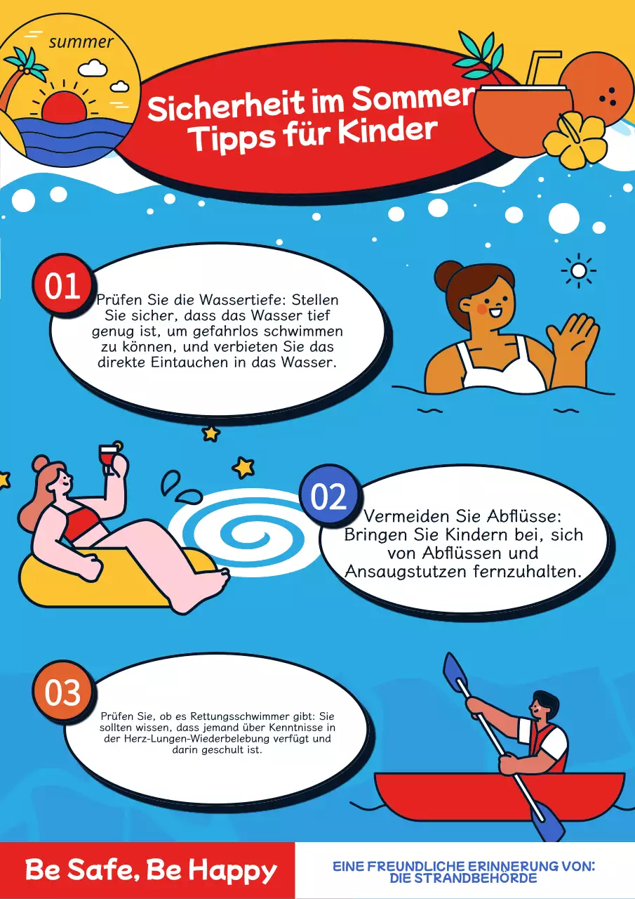 Blauer und roter Leitfaden für moderne Sicherheit im Sommer