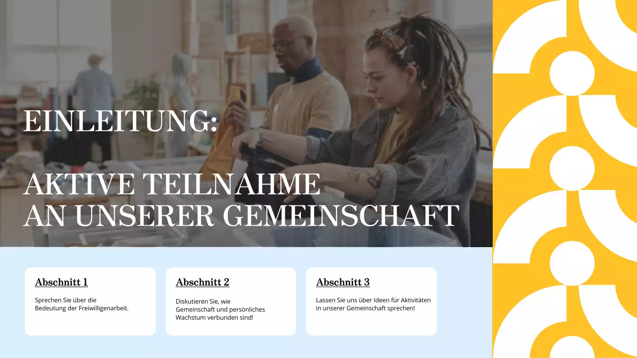 Blaue und orangefarbene moderne Studienmaterialien Lokale Freiwilligeneinsätze