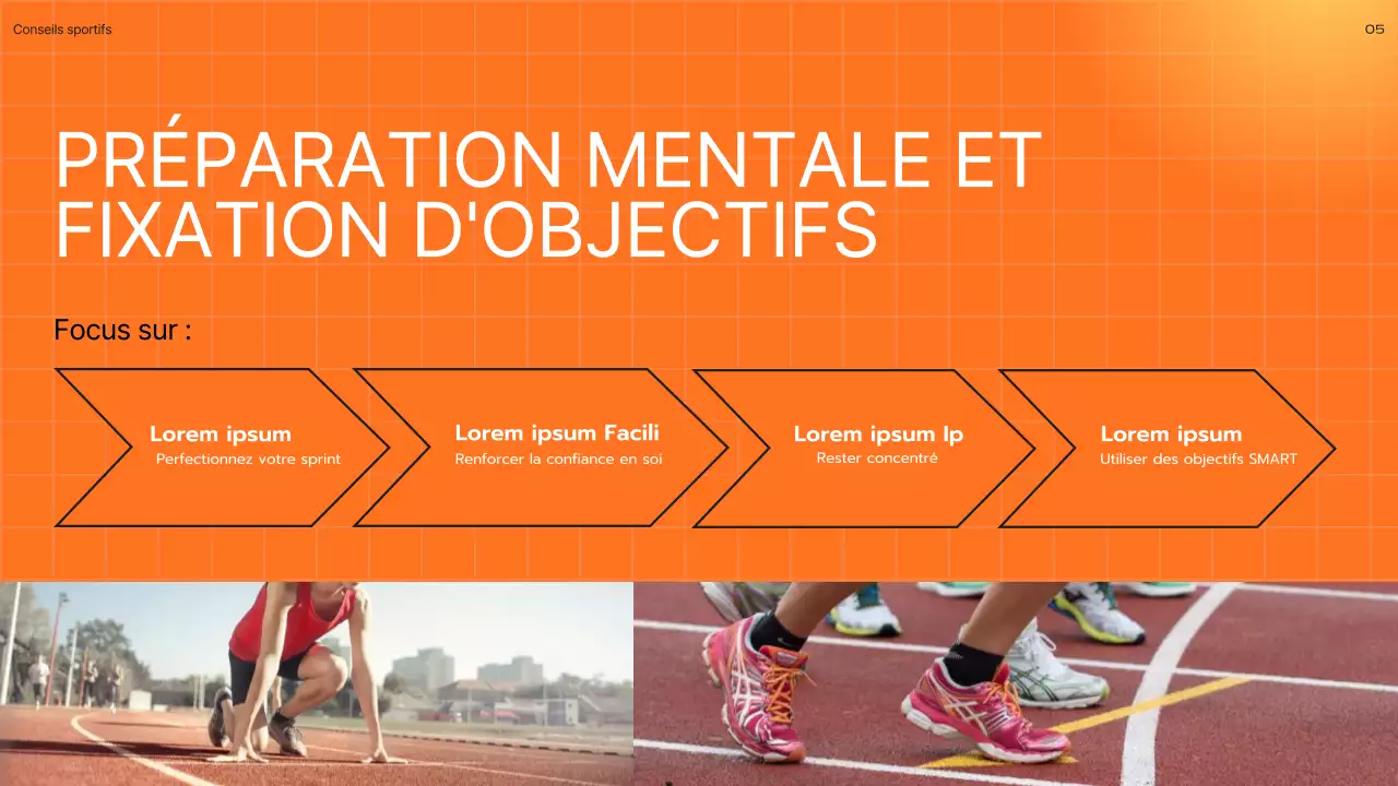 Publicité de l'entraîneur moderne orange et jaune Conseils pour la course à pied