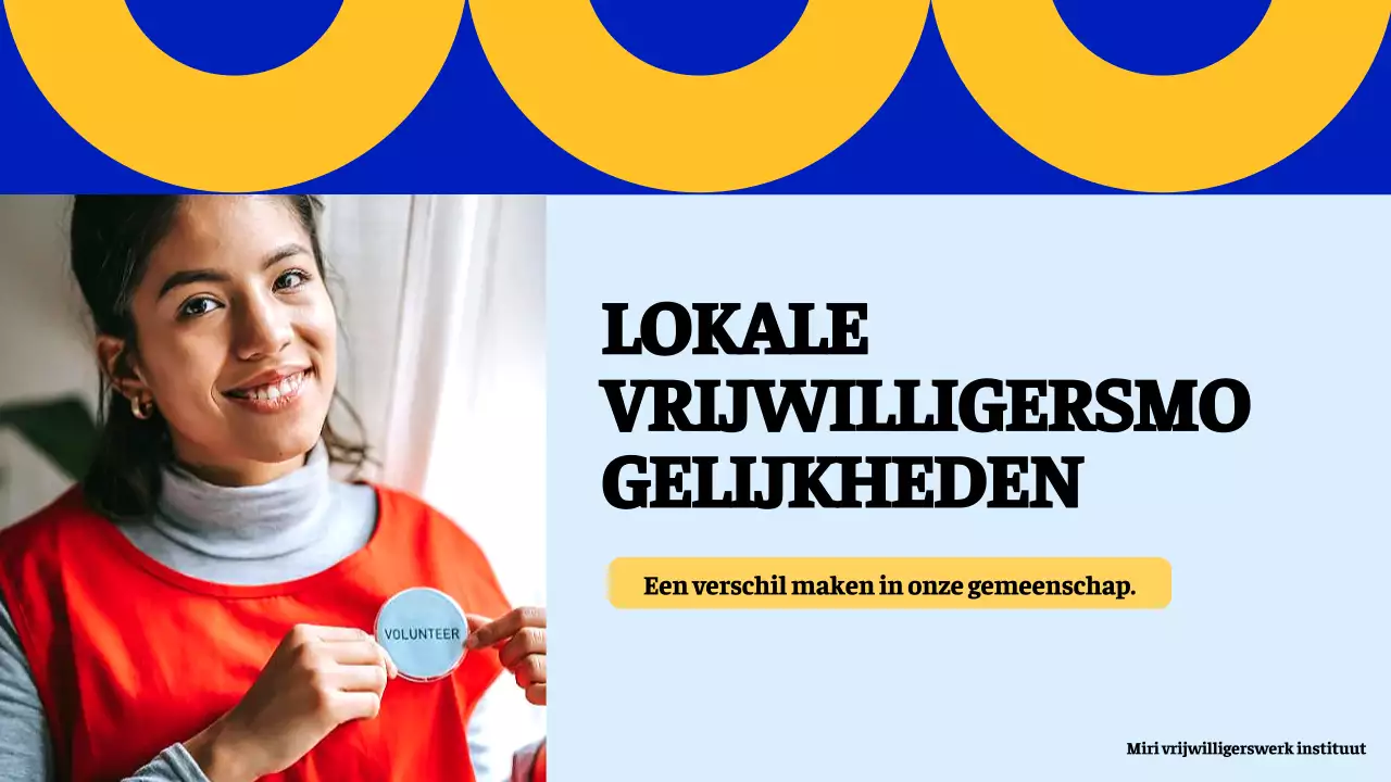 Blauw en oranje modern studiemateriaal Lokale mogelijkheden voor vrijwilligerswerk