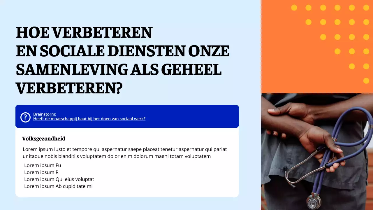 Blauw en oranje modern studiemateriaal Lokale mogelijkheden voor vrijwilligerswerk