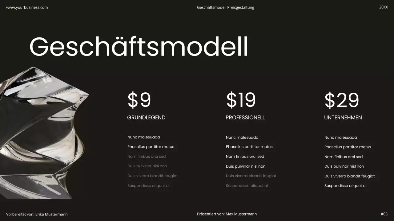 Schwarz und Weiß Minimal Einfach Modern Holographisch Startup Produkt Flexibel Pitch Deck