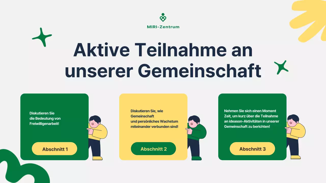 Grüner und gelber Leitfaden für modernen Gemeindedienst