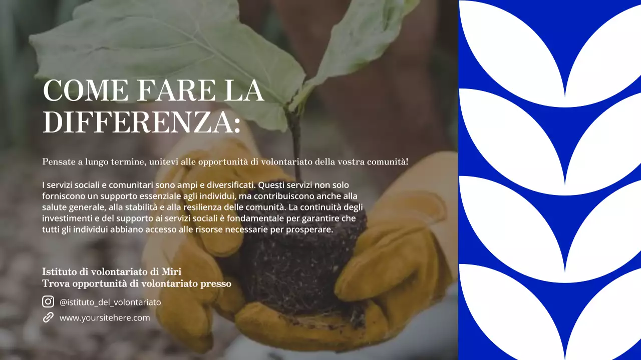 Materiali di studio moderni blu e arancioni Opportunità di volontariato locale