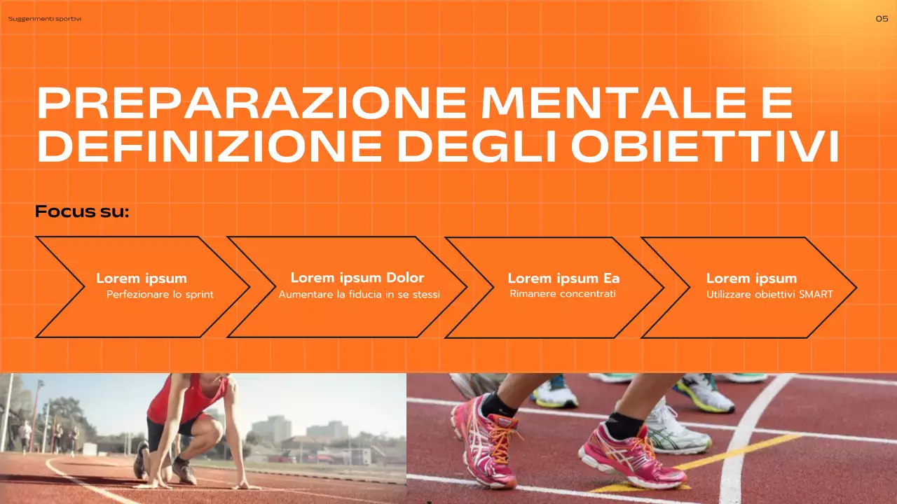 Coach moderno arancione e giallo Pubblicità Consigli per la corsa