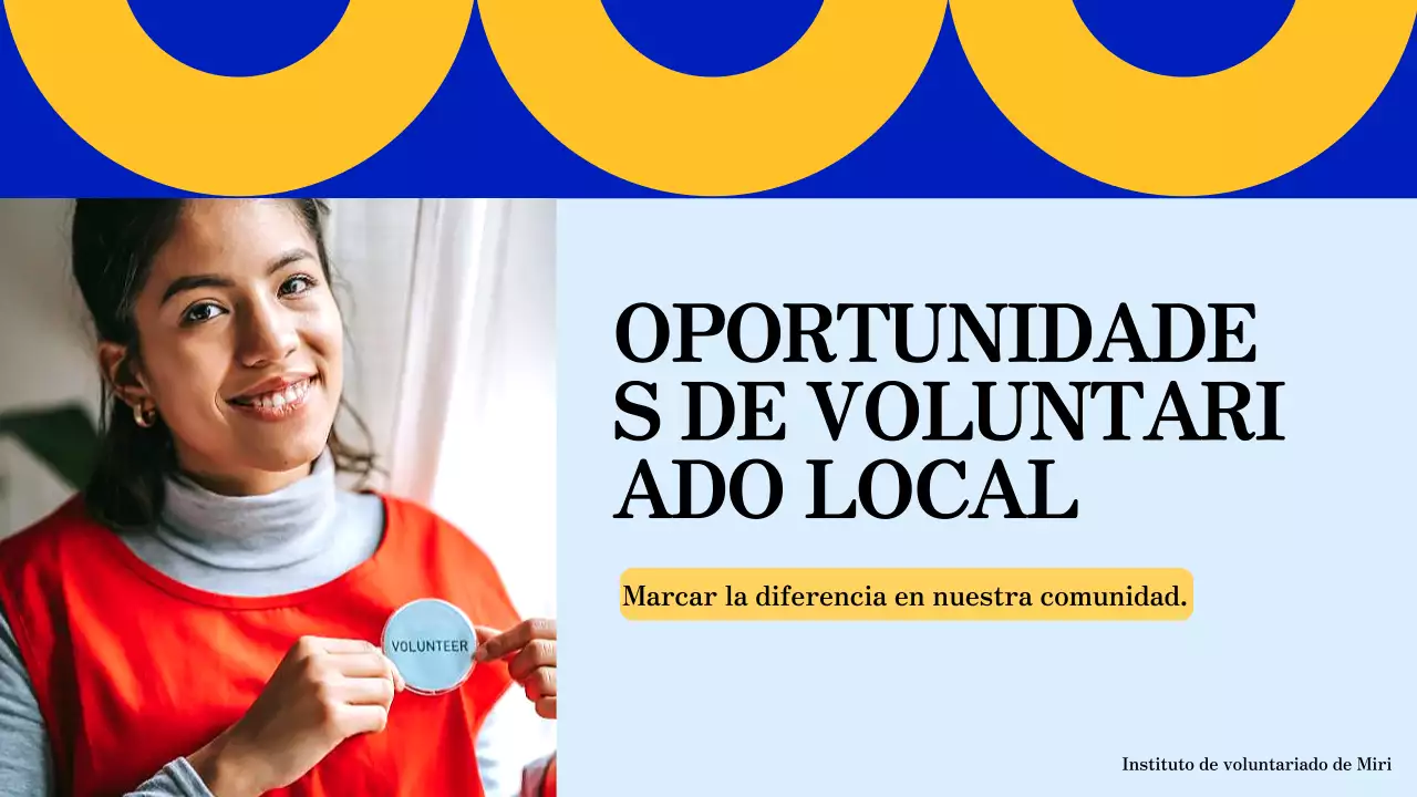 Material de estudio moderno azul y naranja Oportunidades de voluntariado local