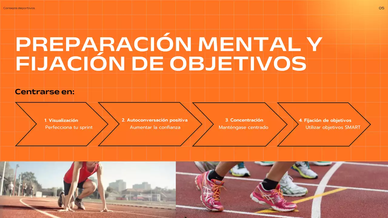 Publicidad de entrenador moderno naranja y amarillo Consejos para correr