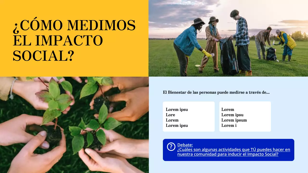 Material de estudio moderno azul y naranja Oportunidades de voluntariado local