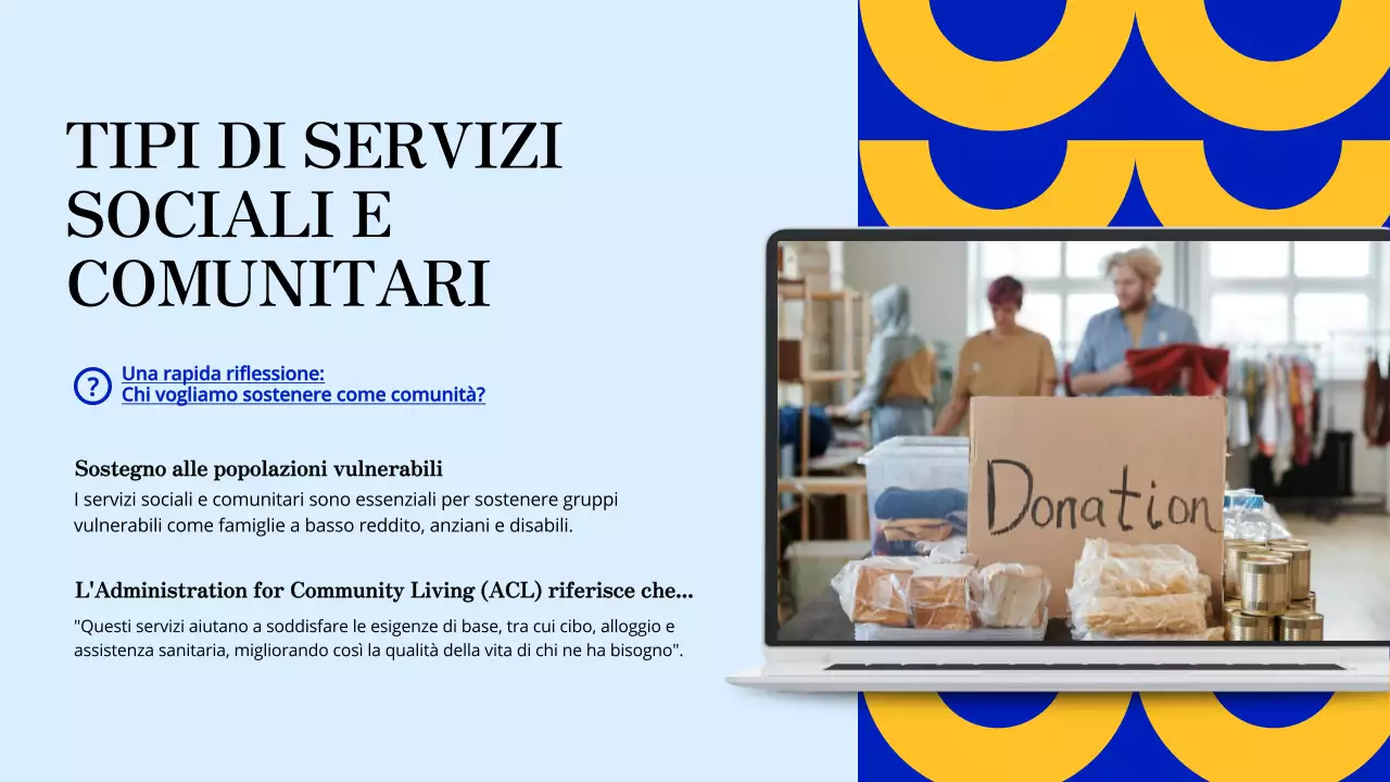 Materiali di studio moderni blu e arancioni Opportunità di volontariato locale