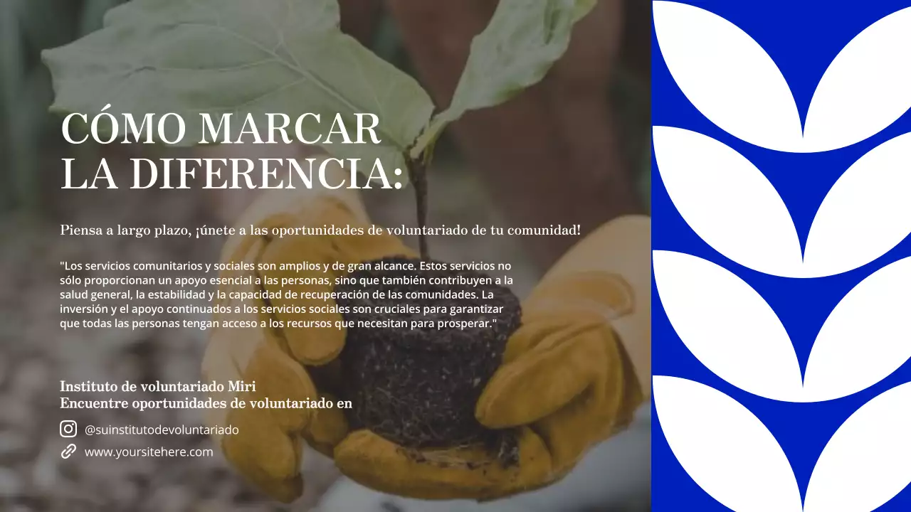 Material de estudio moderno azul y naranja Oportunidades de voluntariado local