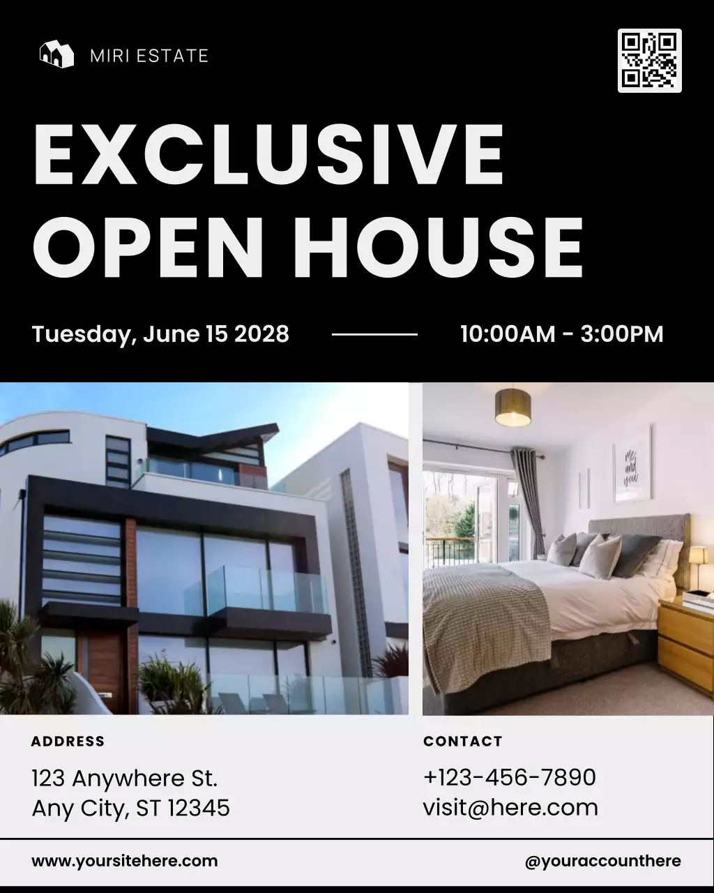 Black Modern Real Estate Open House Invitation Instagram Post