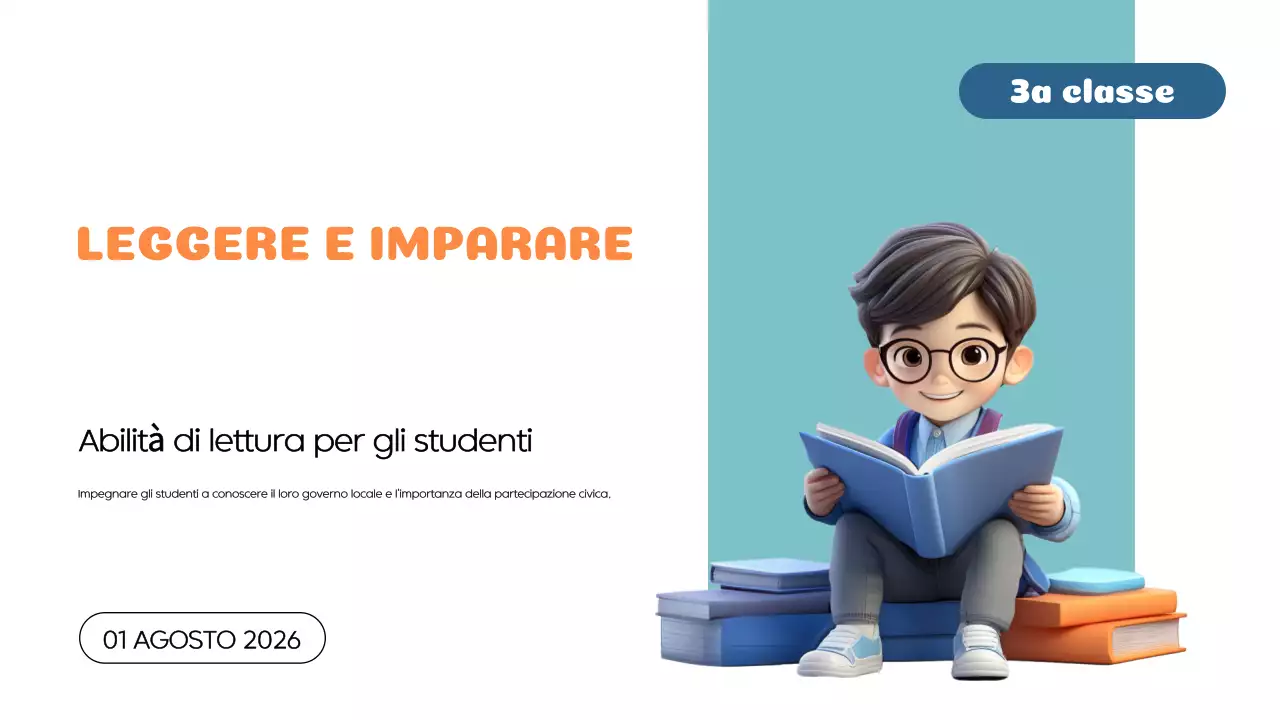 Arancione Blu Materiale di classe moderno da leggere e imparare