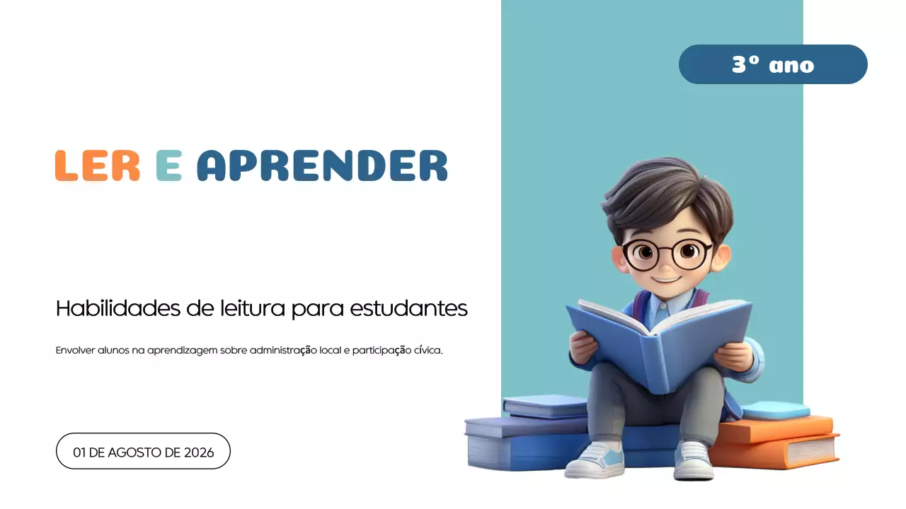 Laranja Azul Moderno Ler e aprender Material de aula