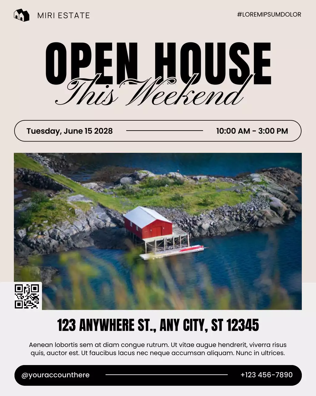 Beige Modern Real Estate Open House Announcement Instagram Post