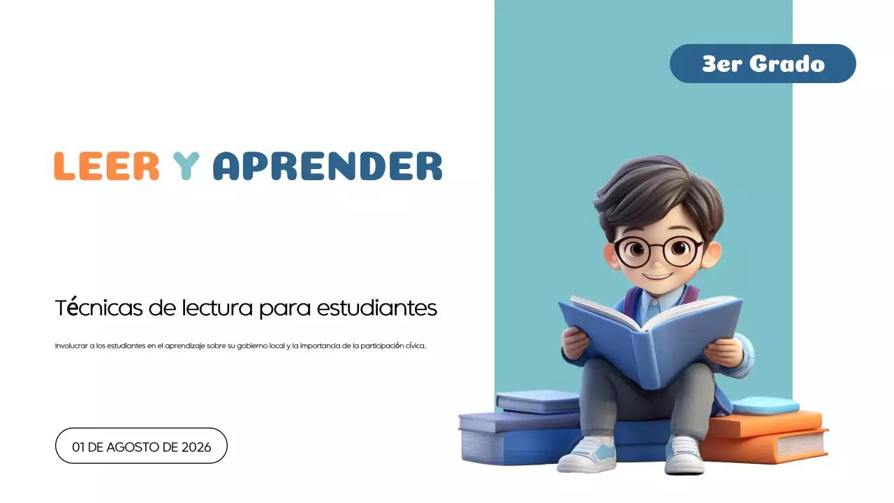 Naranja Azul Moderno Leer y aprender Material de clase