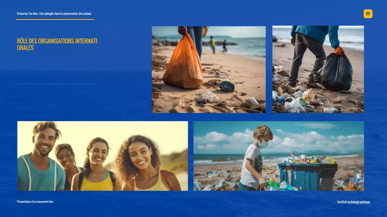Campagne moderne de conservation des océans Bleu et Jaune