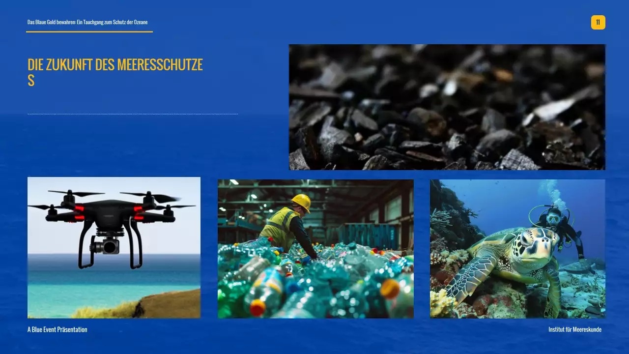 Blaue und gelbe moderne Kampagne zum Schutz der Ozeane