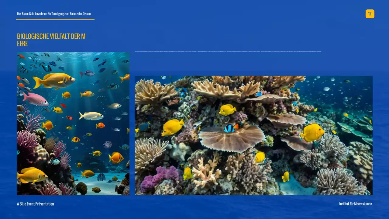 Blaue und gelbe moderne Kampagne zum Schutz der Ozeane