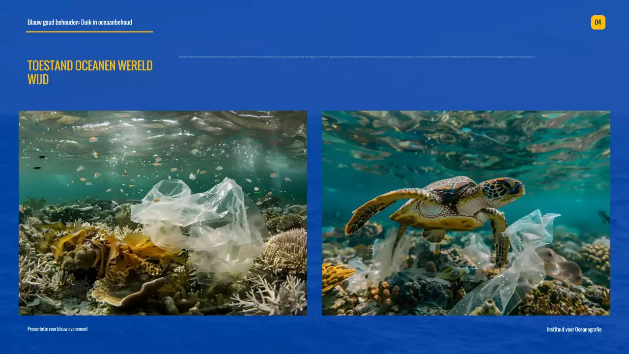 Blauw en geel, moderne campagne voor oceaanbehoud