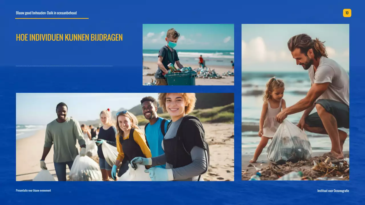 Blauw en geel, moderne campagne voor oceaanbehoud